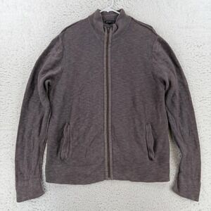 James Perse Mens 4 Gray Cotton Linen Full Zip Mock Neck Cardigan XL ML02194